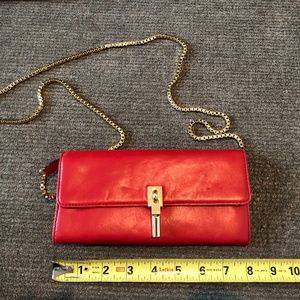 Wallet-on-a-Chain, Red Leather with Gold